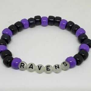 Baltimore Ravens glow in dark Beaded Bracelet